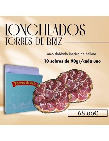 10 loncheados Lomo bellota 100% Iberico  Doblado 90 g./cu