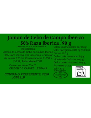 Loncheado de Jamón de Cebo de Campo Iberico 50%...