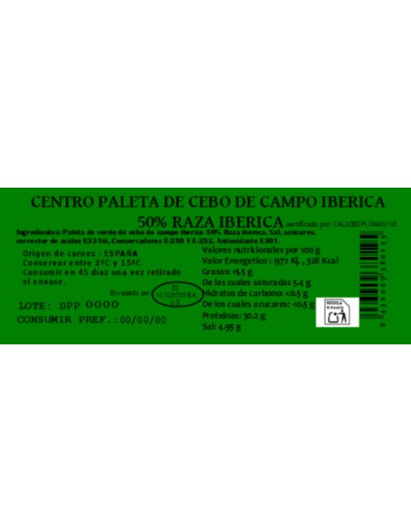 Centro y loncheados Paleta de Cebo de Campo Ibérica 50% Raza Iberica