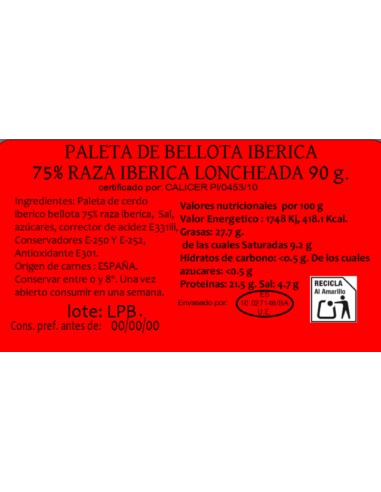 Paleta de Bellota Ibérica 75% Raza Ibérica