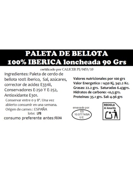Paleta de Bellota 100% Ibérica