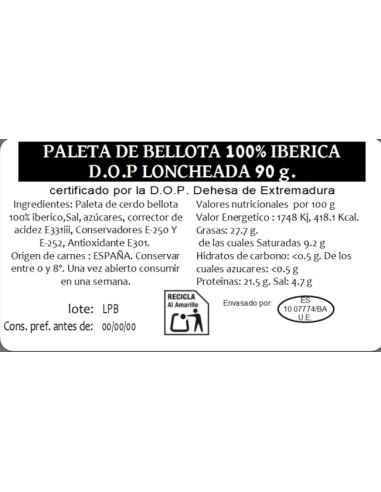 Paleta de Bellota 100% Ibérica D.O.P. Dehesa de...