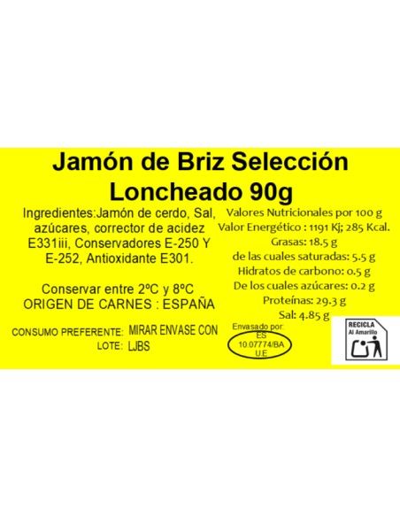 Loncheado Jamón de Briz Selección    90 g.          (Alta Calidad)