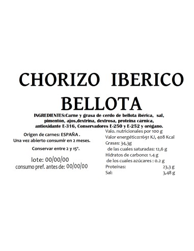Chorizo / Saucisse Bellota Pure Ibérique (2...